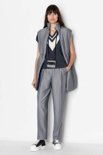 Armani Exchange γυναικείο παντελόνι με all-over checked pattern και πιέτες μπροστά - 6RYP22YN6MZ Γκρι 8